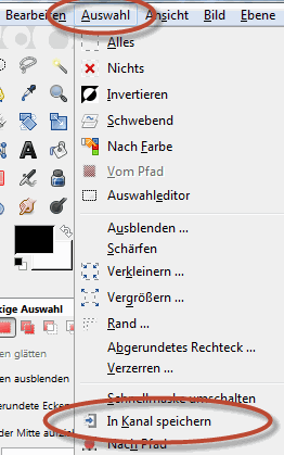 Auswahl in Kanal speichern