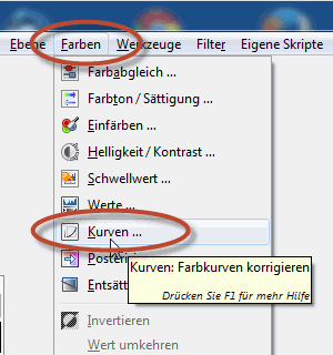 Menübefehl Farben → Kurven Title