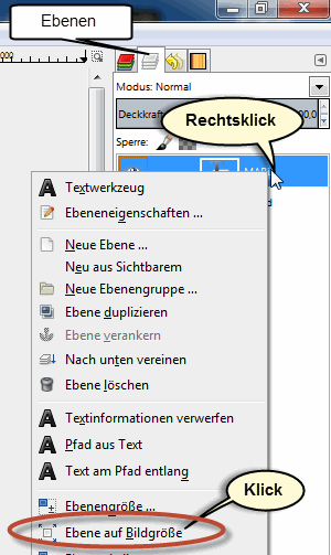 Ebene auf Bildgröße Title